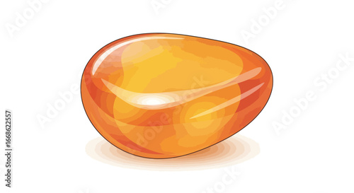 Close up of a single orange amber gemstone.