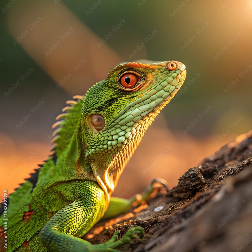 Fototapeta premium Small Green Iguana Closeup