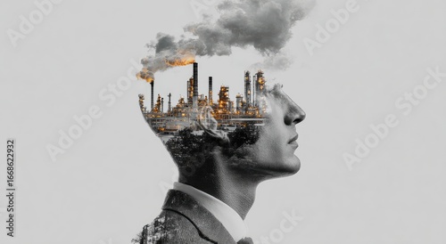and keyword list for the image

 Industrial Pollution Impacting the Mind
