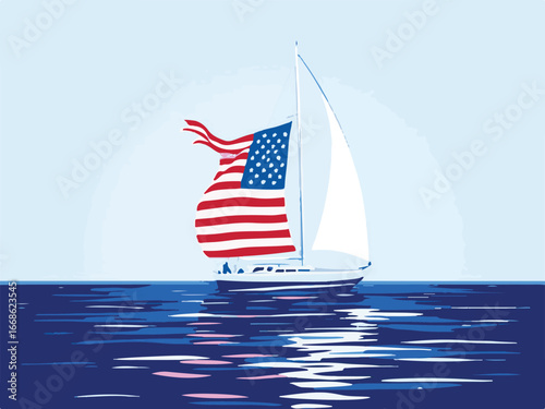 american flag boat on the sea