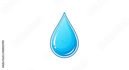 A single, clear blue water drop icon with a subtle gradient and a white outline, symbolizing purity and hydration