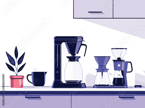 Modern Coffee Machine with Hot Cup of Coffee