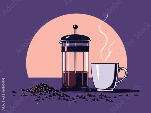 Modern Coffee Machine with Hot Cup of Coffee