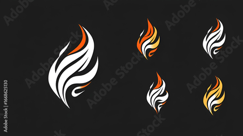 Fire torch logo set vector illustration