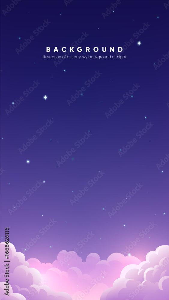 Fototapeta premium Vertical night starry background illustration