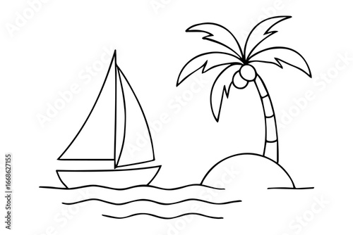 Continuous line coconut art – Simple vector illustration for World Coconut Day campaign