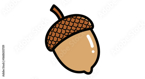 Detailed illustration of an acorn with cap and nut isolated on white.