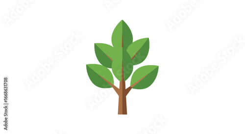 Stylized illustration of a green tree with leaves, suitable for nature-themed design projects and educational materials
