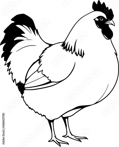 Vector image of chicken animal in black color 