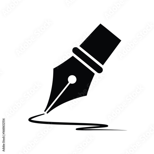 Elegant Black Fountain Pen Signing Document:  Professional, Minimalist Style,  Sophisticated Business Concept.