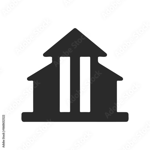 Simple black icon of a classic courthouse with columns on white background