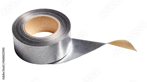 Partially unrolled duct tape with loose end background isolated on a Transparent background, PNG file.