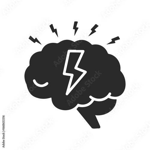 Brainstorming icon with lightning bolt and energy symbols