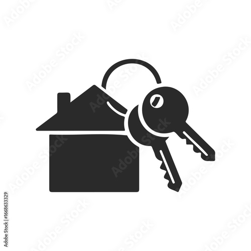 House and keys icon: homeownership and real estate concept illustration