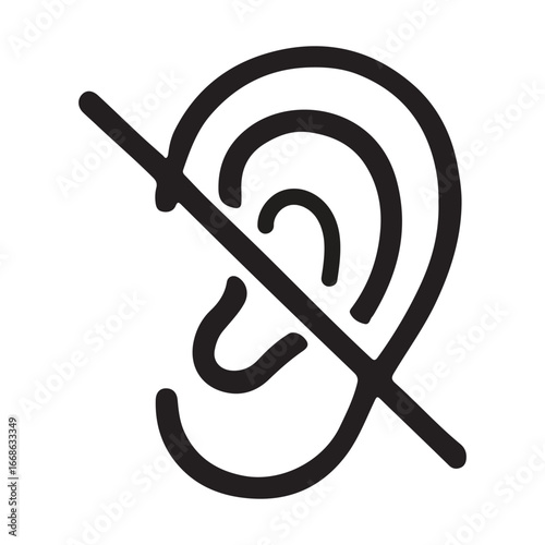 Stylized human ear illustration isolated on white background