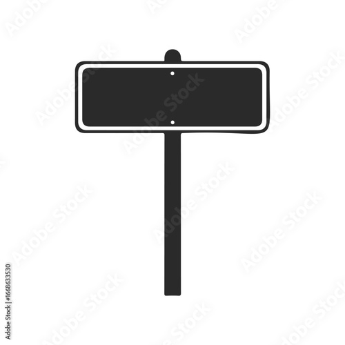 Blank black road sign icon isolated on white background