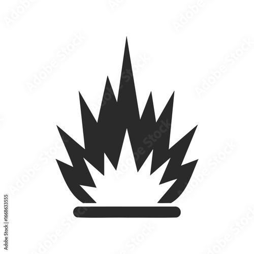Flammable material warning icon with explosive flame symbol