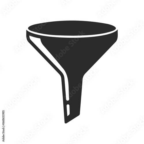 Black funnel icon on white background for digital and print usage