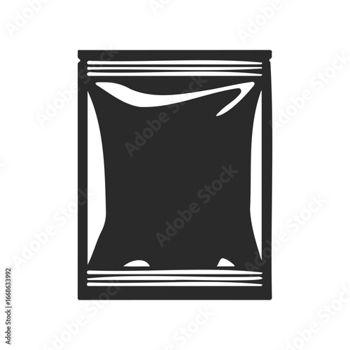 Sealed plastic pouch vector icon on white background