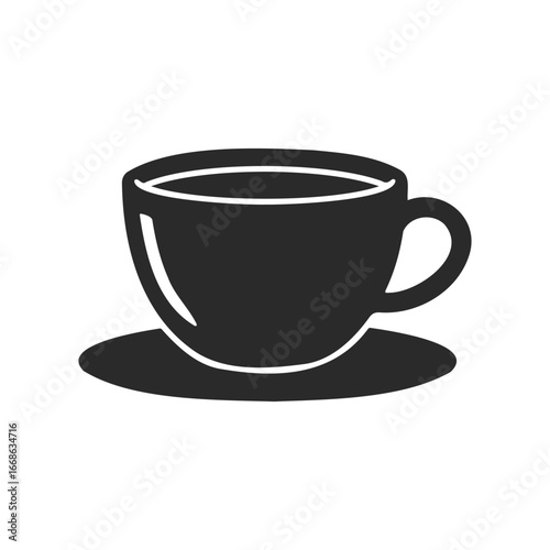Black silhouette of a coffee cup on a saucer