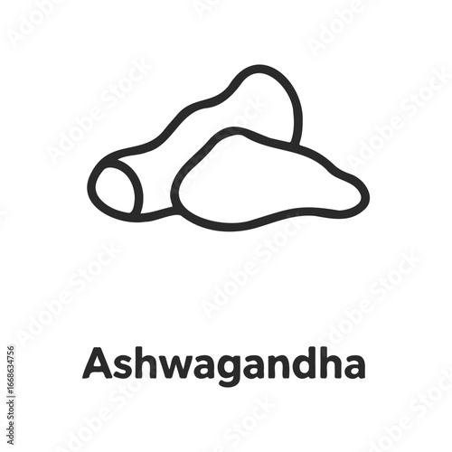 Icon of ashwagandha root outline on white background