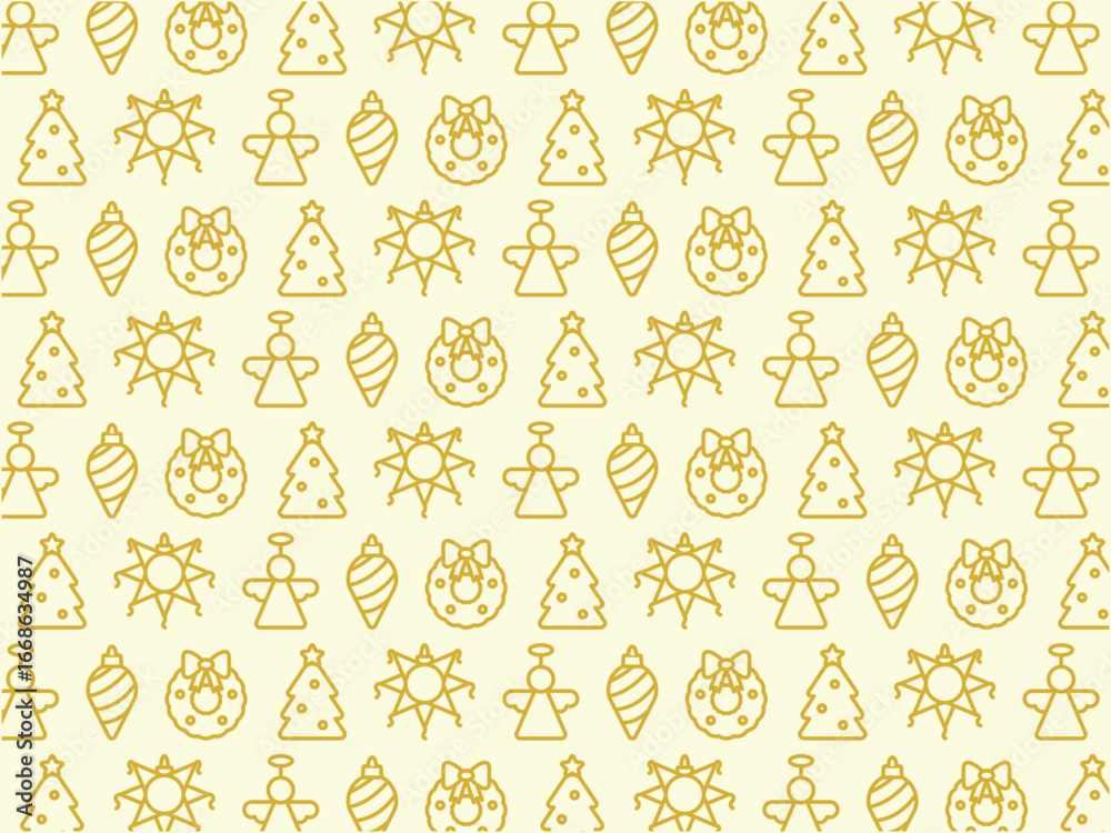 fondo patrón navidad con árbol, esfera, corona, piñata y ángel