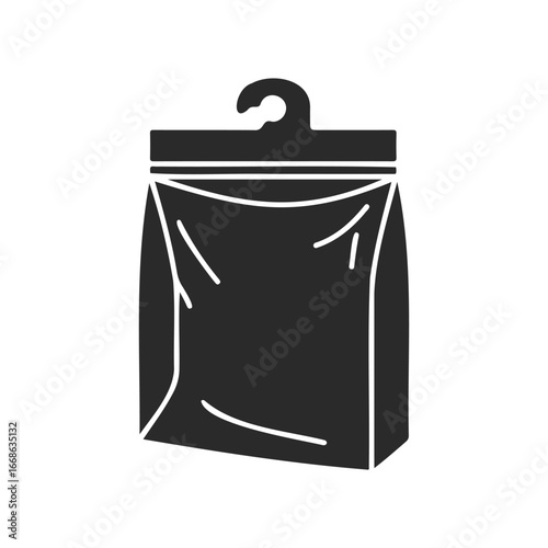Hanging display bag icon with hook for packaging design