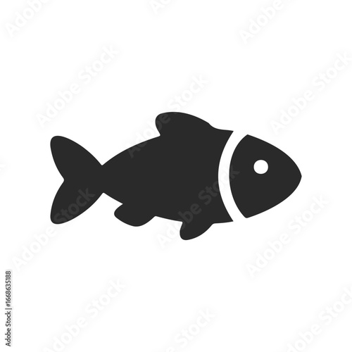 Minimalist fish icon with simplistic black silhouette design