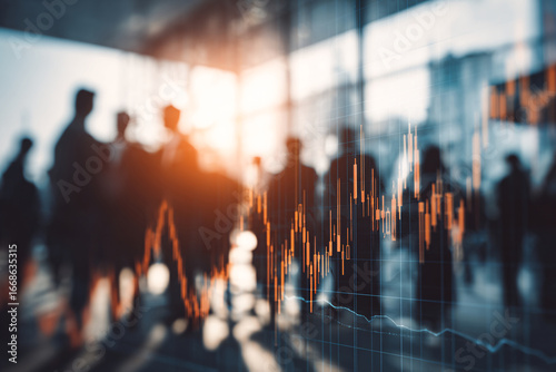 Stock chart and business meeting background. Ai generate.