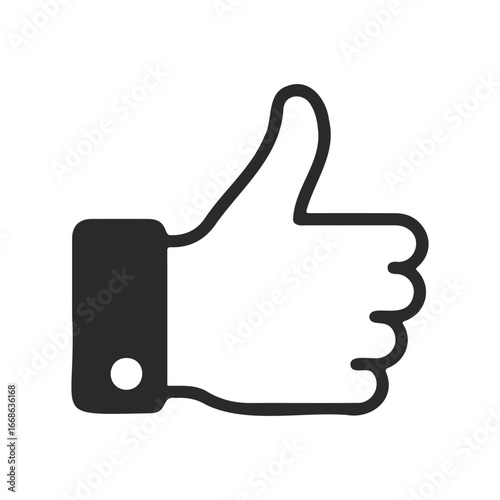 Simple black and white thumbs up icon for positive approval