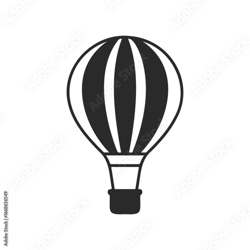 Black and white hot air balloon icon silhouette design