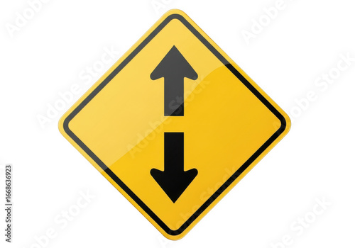 Diamond yellow traffic sign with vertical two-way arrows indicating roadway direction transparent background Free Download Diamond yellow traffic sign with vertical two-way arrows indicating roadway direction transparent background - GFXLoad