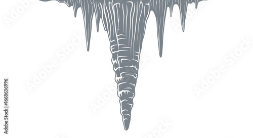 Detailed illustration of a single large and detailed icicle.