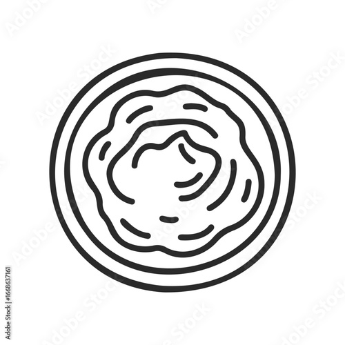 Line art of mashed potato on plate – simple food drawing