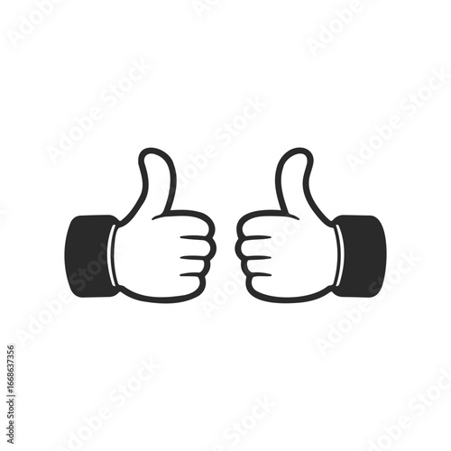 Two cartoon thumbs up icons in black and white