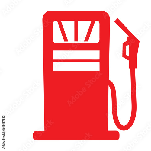 Red gas pump icon on a white background fuel station
