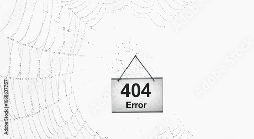 Valokuva 404 Error Sign on a Spider Web Background.