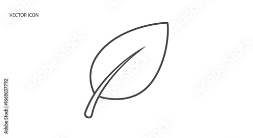 Simple outline of a leaf, representing nature and growth, perfect for eco-friendly and organic themes
