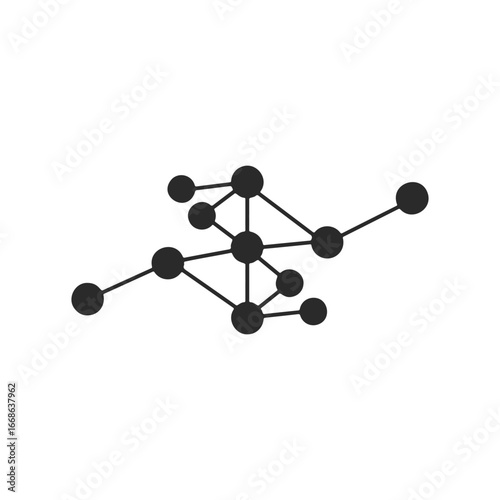 Abstract molecular structure illustration with connected black dots on white background