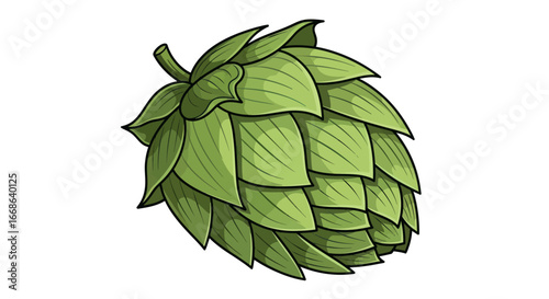 Vibrant Green Hop Cone Illustration for Brewing Ingredients.