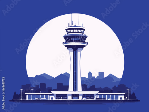 silhouette of the air traffic control tower
