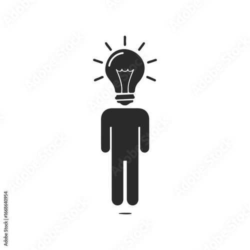 Creative human icon with light bulb head symbolizing innovative ideas