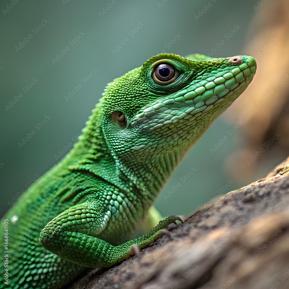 Fototapeta premium Small Green Iguana Closeup