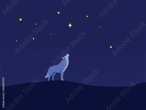 wolf howling at night