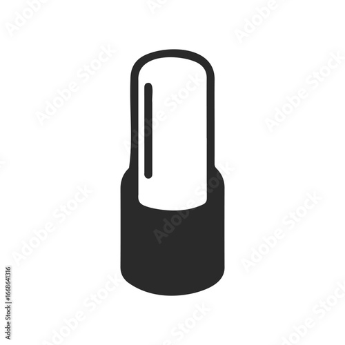 Black nail polish bottle on white background
