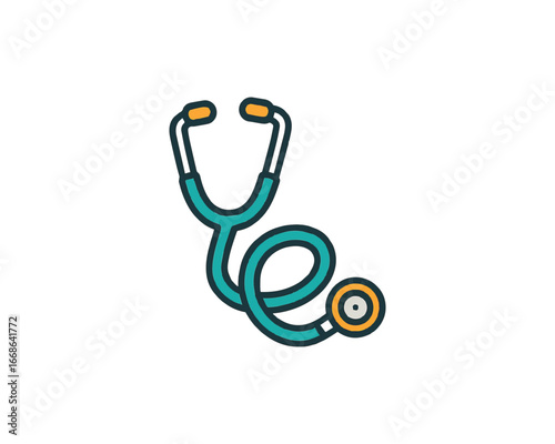 Stethoscope flat vector icon illustration for medical healthcare related design element