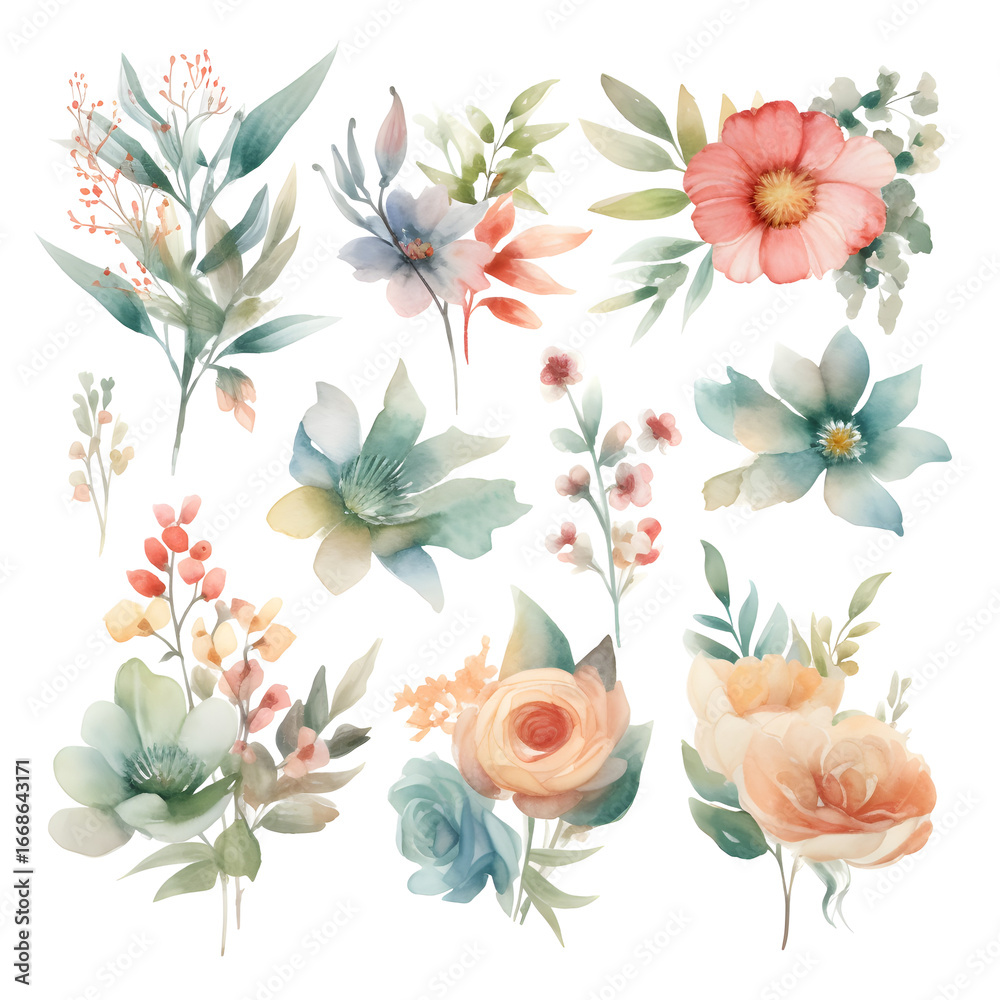 Fototapeta premium images of watercolor flowers