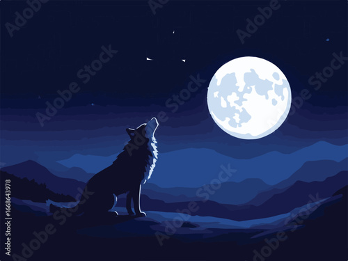 wolf howling at night