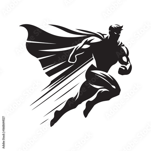 superhero pose vector silhouette clip art logo design illustration. superhero city sports icon collections.