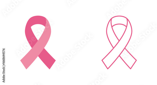 Pink breast cancer awareness ribbons for support and fundraising campaigns